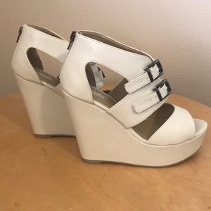 Cream wedge sandals